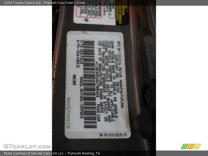 Phantom Gray Pearl / Stone 2004 Toyota Camry XLE