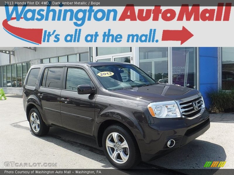 Dark Amber Metallic / Beige 2013 Honda Pilot EX 4WD