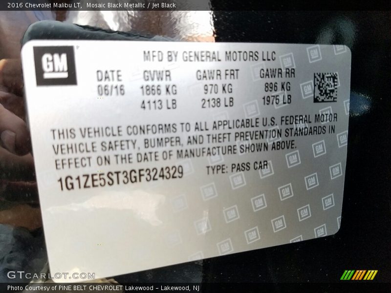 Mosaic Black Metallic / Jet Black 2016 Chevrolet Malibu LT
