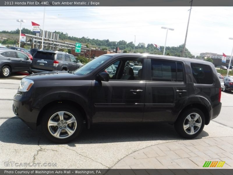 Dark Amber Metallic / Beige 2013 Honda Pilot EX 4WD