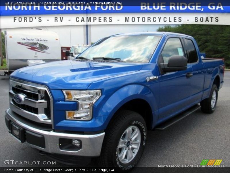 Blue Flame / Medium Earth Gray 2016 Ford F150 XLT SuperCab 4x4