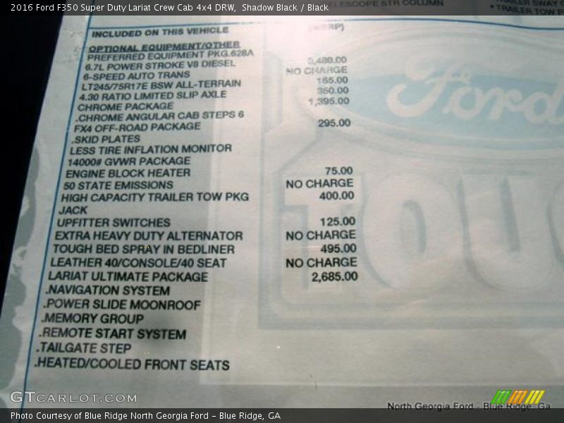 Shadow Black / Black 2016 Ford F350 Super Duty Lariat Crew Cab 4x4 DRW