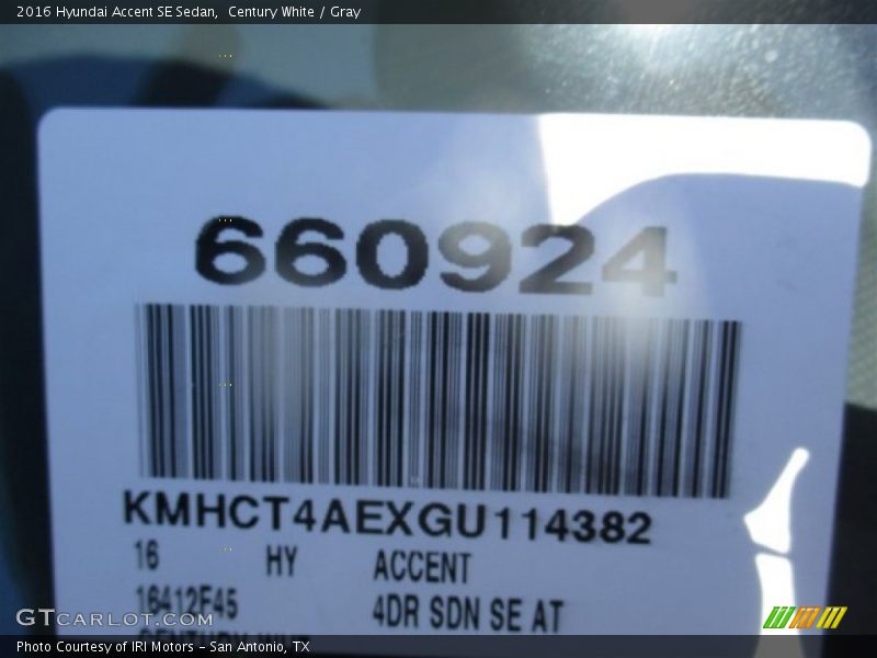 Century White / Gray 2016 Hyundai Accent SE Sedan