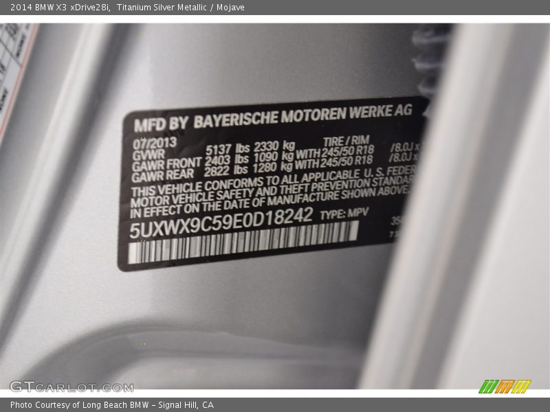 Titanium Silver Metallic / Mojave 2014 BMW X3 xDrive28i