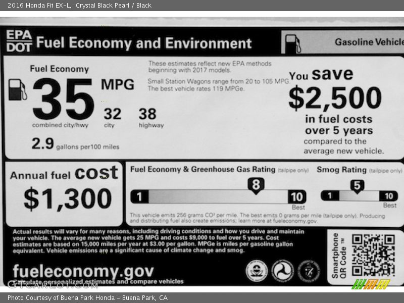 Crystal Black Pearl / Black 2016 Honda Fit EX-L