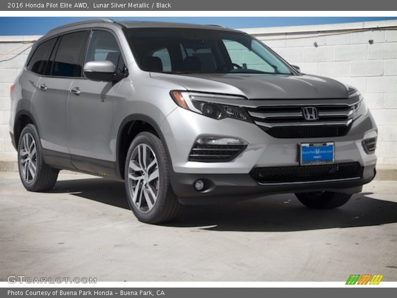 Lunar Silver Metallic / Black 2016 Honda Pilot Elite AWD