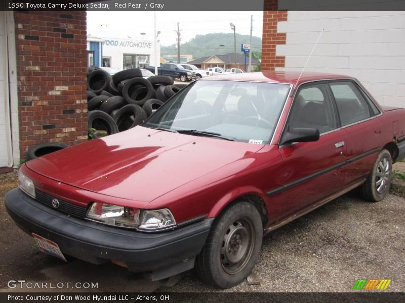 Red Pearl / Gray 1990 Toyota Camry Deluxe Sedan
