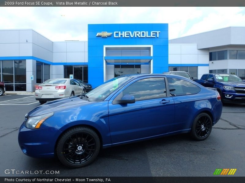Vista Blue Metallic / Charcoal Black 2009 Ford Focus SE Coupe