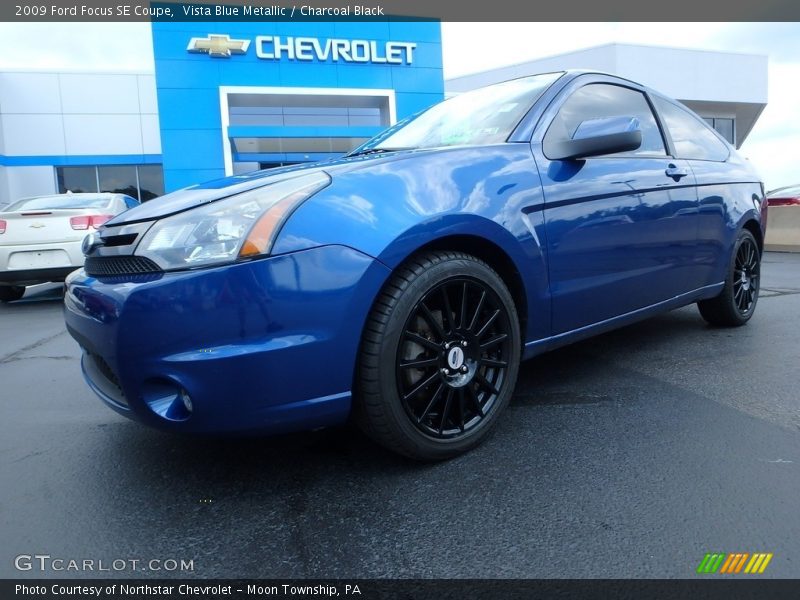 Vista Blue Metallic / Charcoal Black 2009 Ford Focus SE Coupe