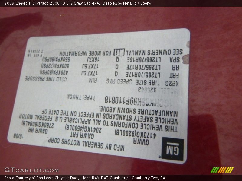 Deep Ruby Metallic / Ebony 2009 Chevrolet Silverado 2500HD LTZ Crew Cab 4x4