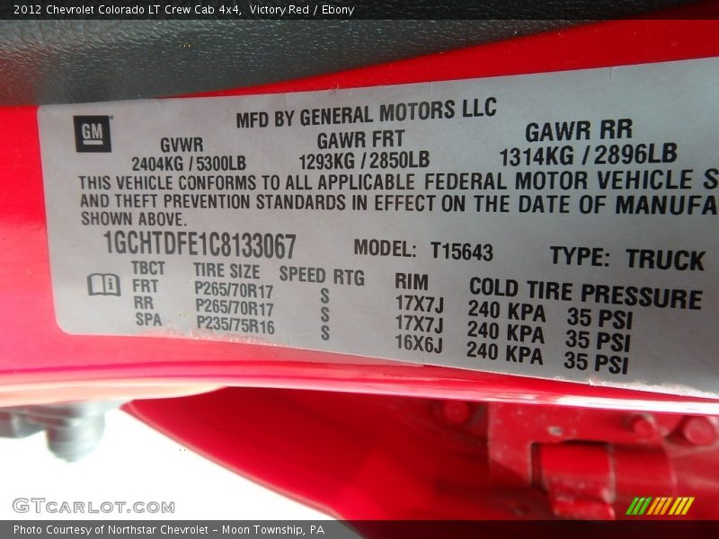Victory Red / Ebony 2012 Chevrolet Colorado LT Crew Cab 4x4