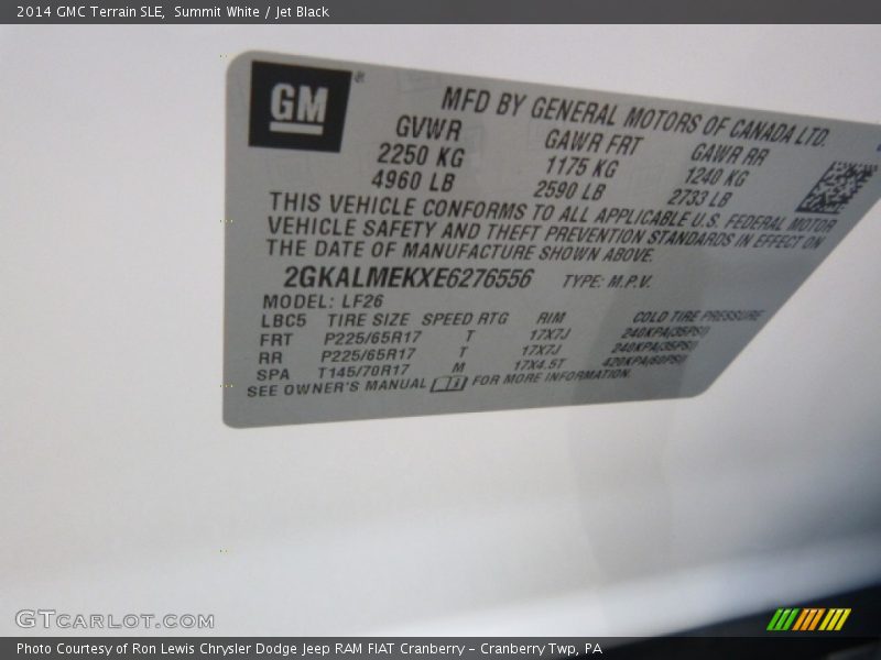 Summit White / Jet Black 2014 GMC Terrain SLE