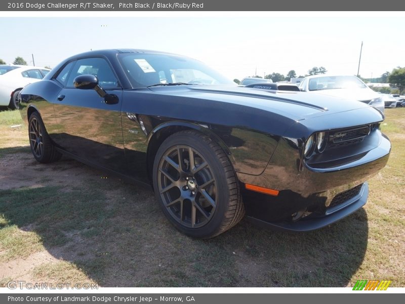 Pitch Black / Black/Ruby Red 2016 Dodge Challenger R/T Shaker
