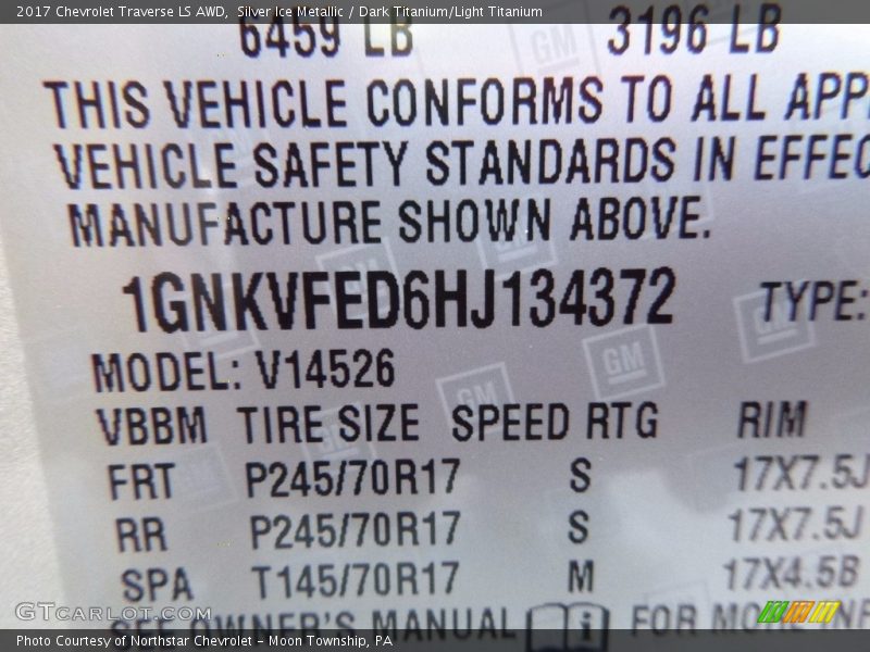 Silver Ice Metallic / Dark Titanium/Light Titanium 2017 Chevrolet Traverse LS AWD