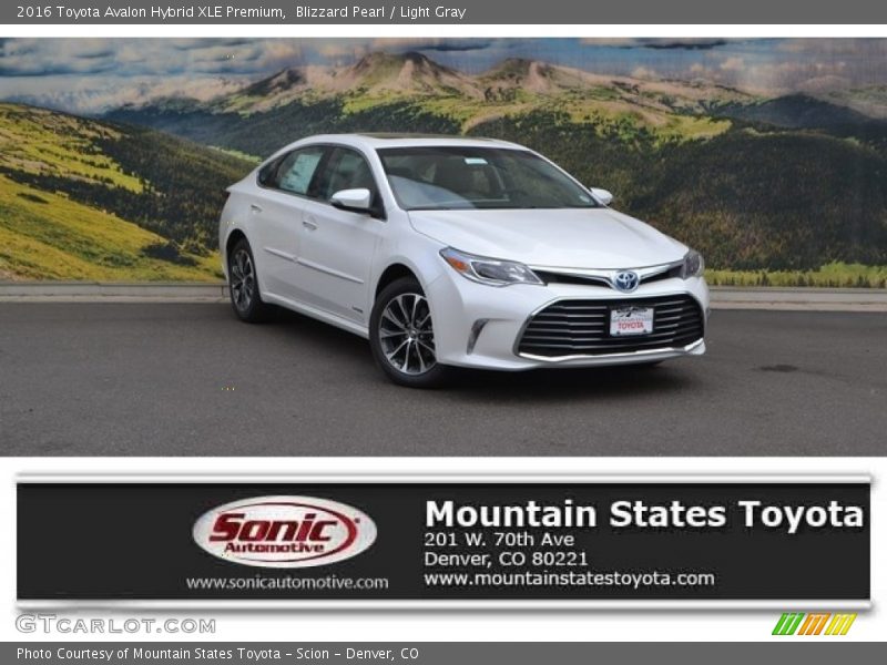 Blizzard Pearl / Light Gray 2016 Toyota Avalon Hybrid XLE Premium