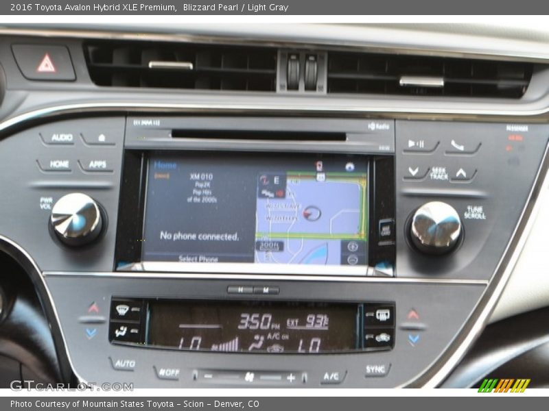 Blizzard Pearl / Light Gray 2016 Toyota Avalon Hybrid XLE Premium