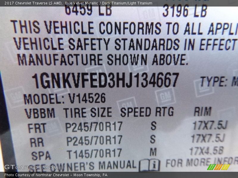 Blue Velvet Metallic / Dark Titanium/Light Titanium 2017 Chevrolet Traverse LS AWD