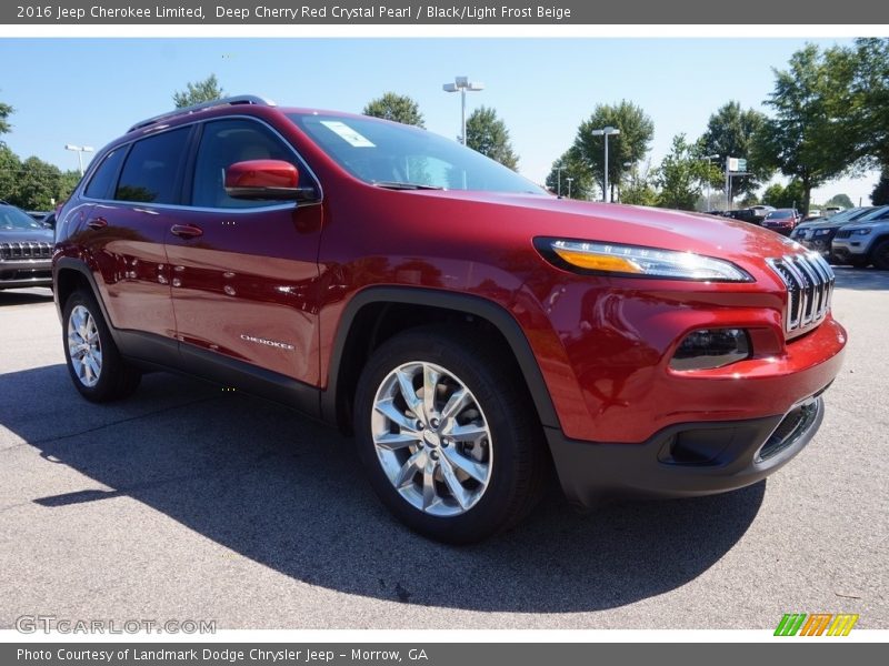 Deep Cherry Red Crystal Pearl / Black/Light Frost Beige 2016 Jeep Cherokee Limited