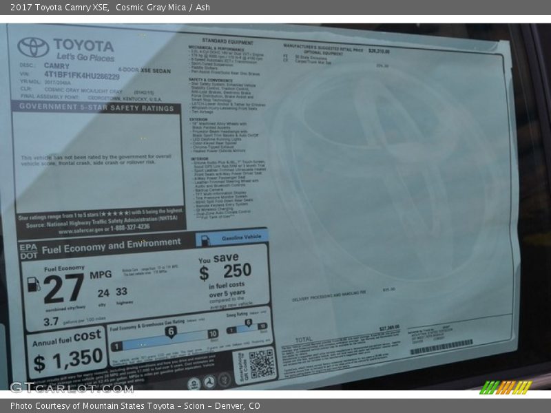 Cosmic Gray Mica / Ash 2017 Toyota Camry XSE