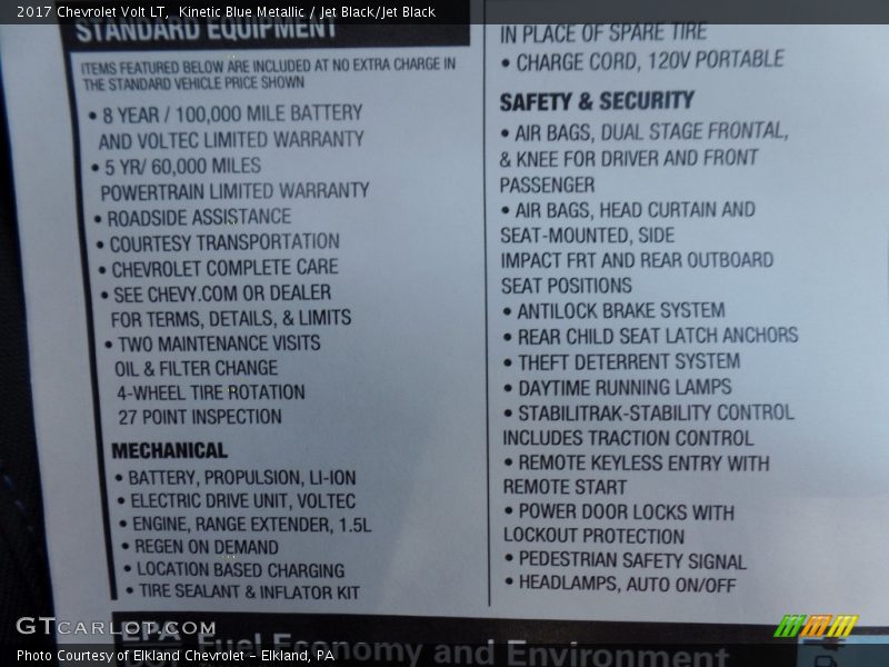  2017 Volt LT Window Sticker