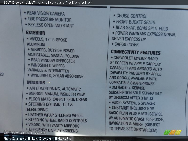  2017 Volt LT Window Sticker