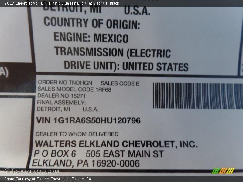 Kinetic Blue Metallic / Jet Black/Jet Black 2017 Chevrolet Volt LT