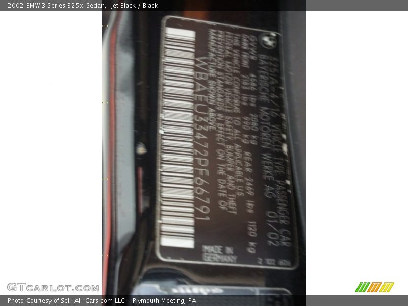 Jet Black / Black 2002 BMW 3 Series 325xi Sedan