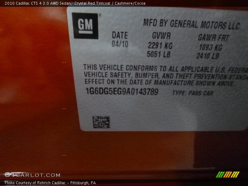 Crystal Red Tintcoat / Cashmere/Cocoa 2010 Cadillac CTS 4 3.0 AWD Sedan