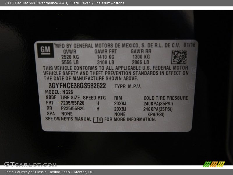 Black Raven / Shale/Brownstone 2016 Cadillac SRX Performance AWD