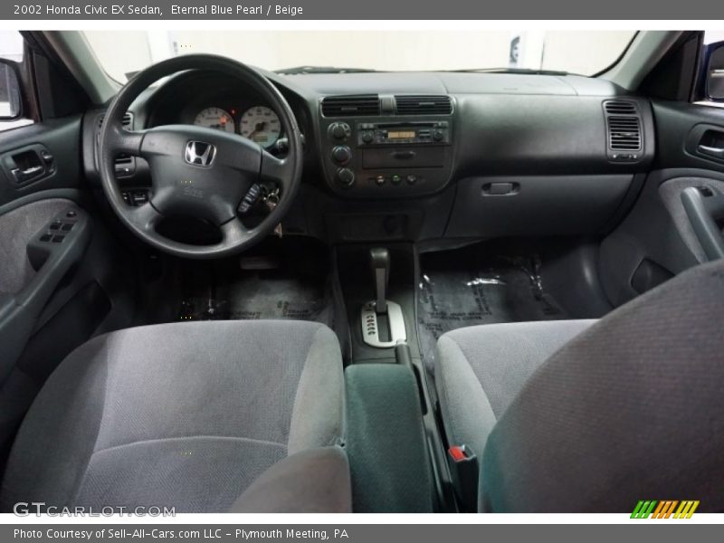 Eternal Blue Pearl / Beige 2002 Honda Civic EX Sedan