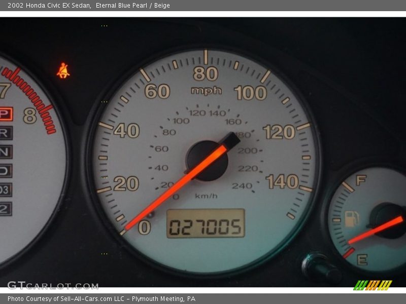 Eternal Blue Pearl / Beige 2002 Honda Civic EX Sedan