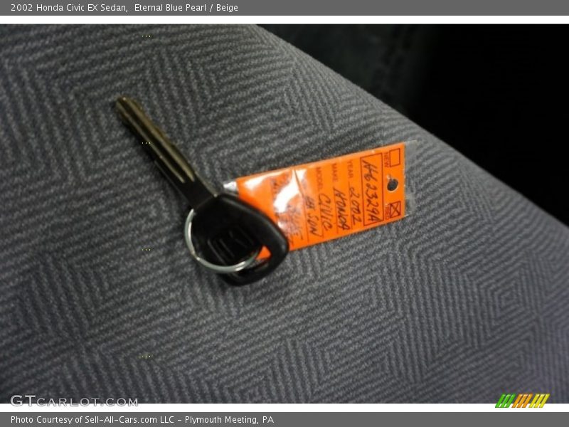 Eternal Blue Pearl / Beige 2002 Honda Civic EX Sedan