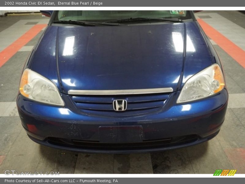 Eternal Blue Pearl / Beige 2002 Honda Civic EX Sedan