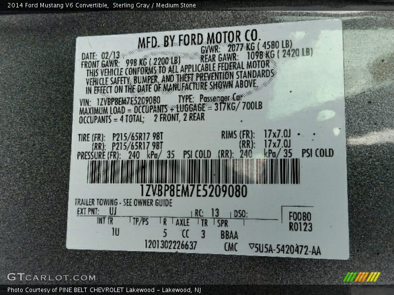 Sterling Gray / Medium Stone 2014 Ford Mustang V6 Convertible