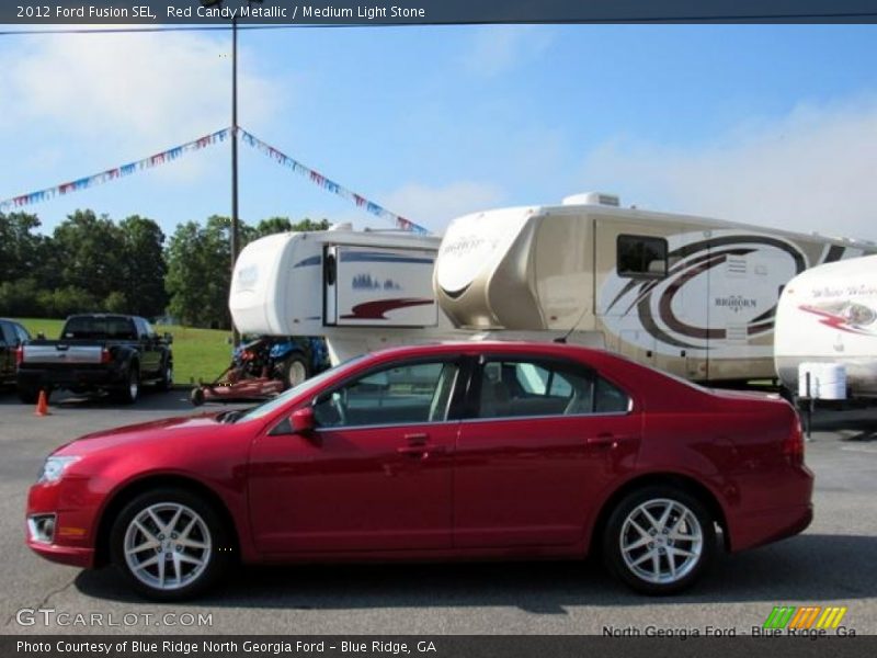 Red Candy Metallic / Medium Light Stone 2012 Ford Fusion SEL