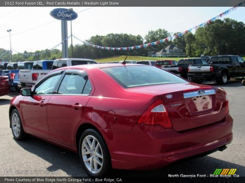 Red Candy Metallic / Medium Light Stone 2012 Ford Fusion SEL