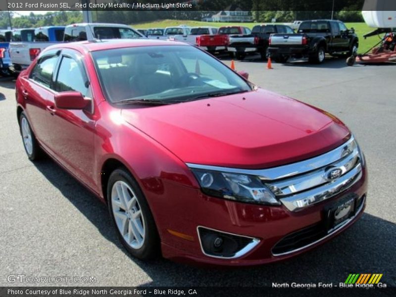 Red Candy Metallic / Medium Light Stone 2012 Ford Fusion SEL