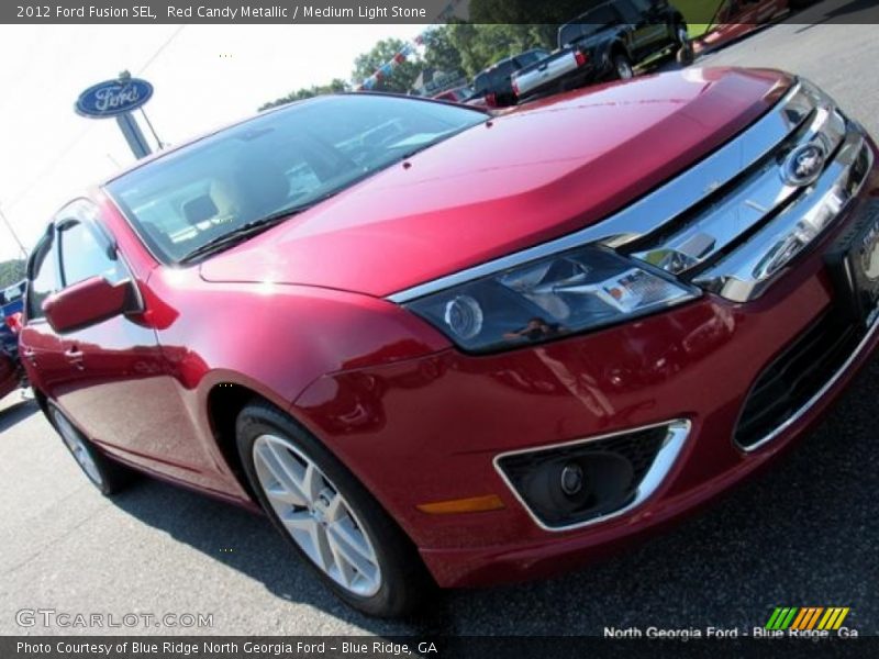 Red Candy Metallic / Medium Light Stone 2012 Ford Fusion SEL