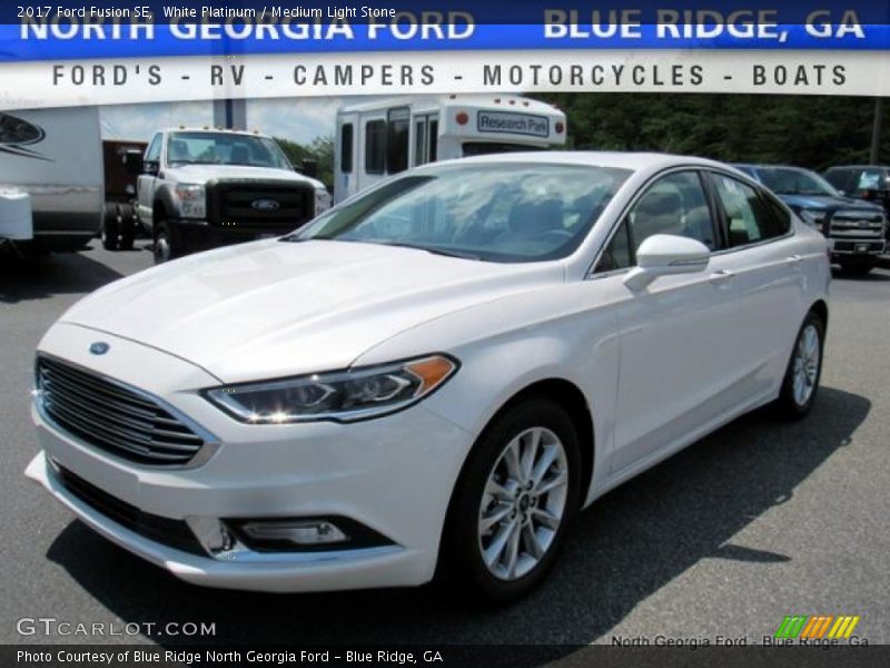 White Platinum / Medium Light Stone 2017 Ford Fusion SE