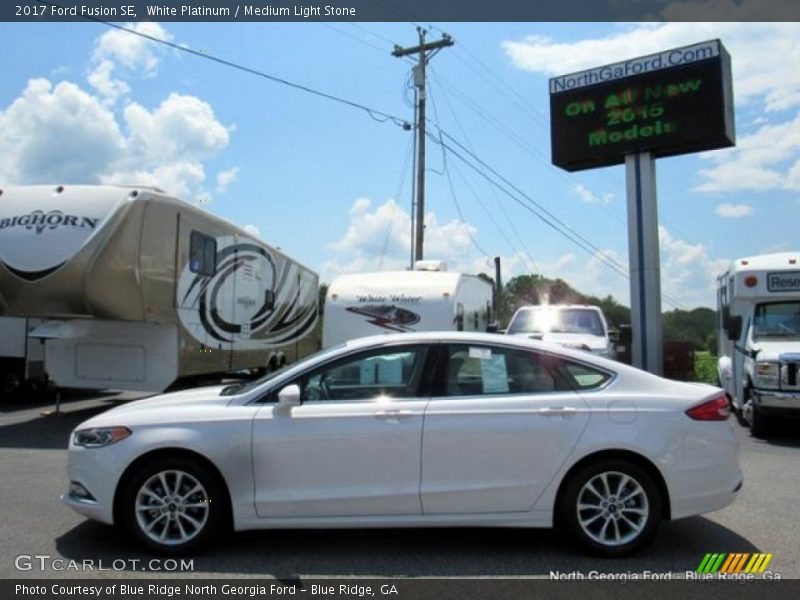 White Platinum / Medium Light Stone 2017 Ford Fusion SE