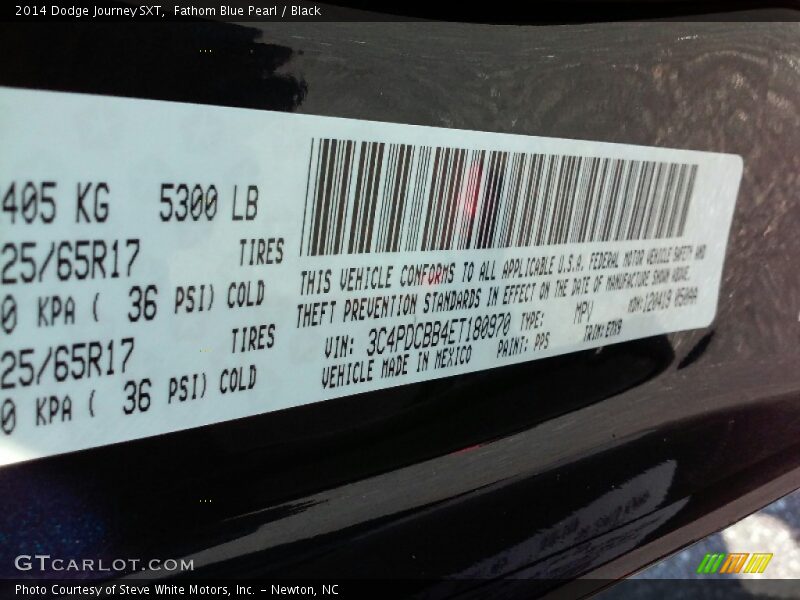 Fathom Blue Pearl / Black 2014 Dodge Journey SXT
