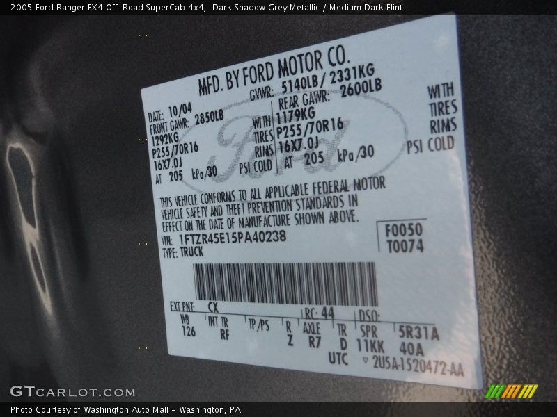 Dark Shadow Grey Metallic / Medium Dark Flint 2005 Ford Ranger FX4 Off-Road SuperCab 4x4