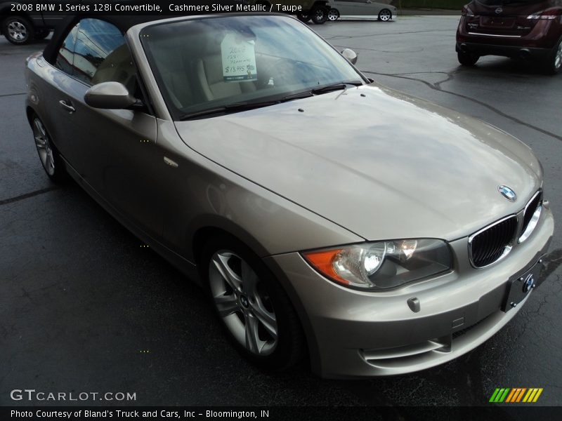 Cashmere Silver Metallic / Taupe 2008 BMW 1 Series 128i Convertible