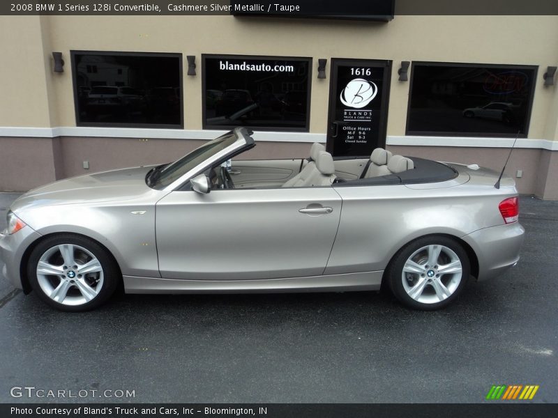 Cashmere Silver Metallic / Taupe 2008 BMW 1 Series 128i Convertible