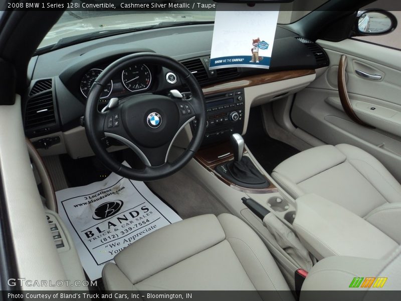 Cashmere Silver Metallic / Taupe 2008 BMW 1 Series 128i Convertible