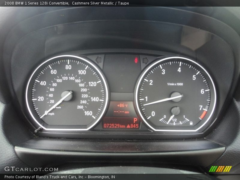 Cashmere Silver Metallic / Taupe 2008 BMW 1 Series 128i Convertible