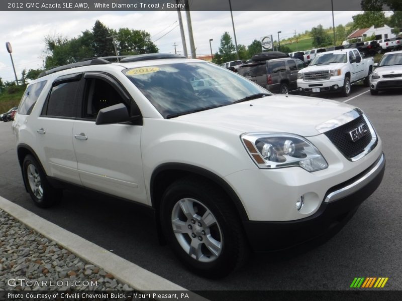 White Diamond Tricoat / Ebony 2012 GMC Acadia SLE AWD
