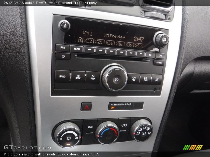 White Diamond Tricoat / Ebony 2012 GMC Acadia SLE AWD