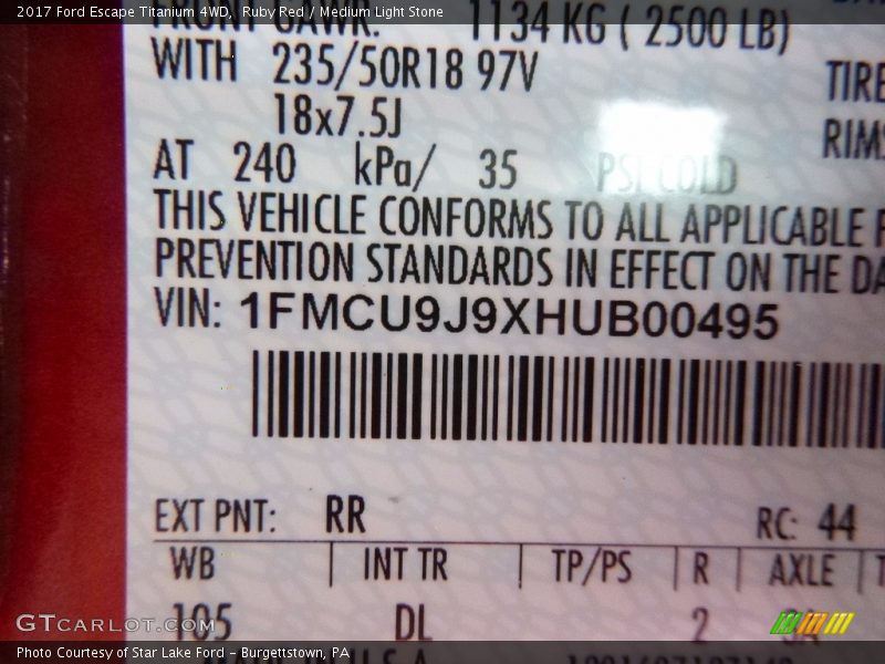 Ruby Red / Medium Light Stone 2017 Ford Escape Titanium 4WD