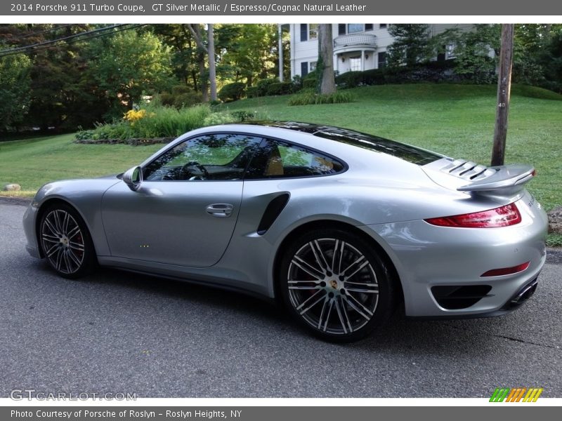 GT Silver Metallic / Espresso/Cognac Natural Leather 2014 Porsche 911 Turbo Coupe